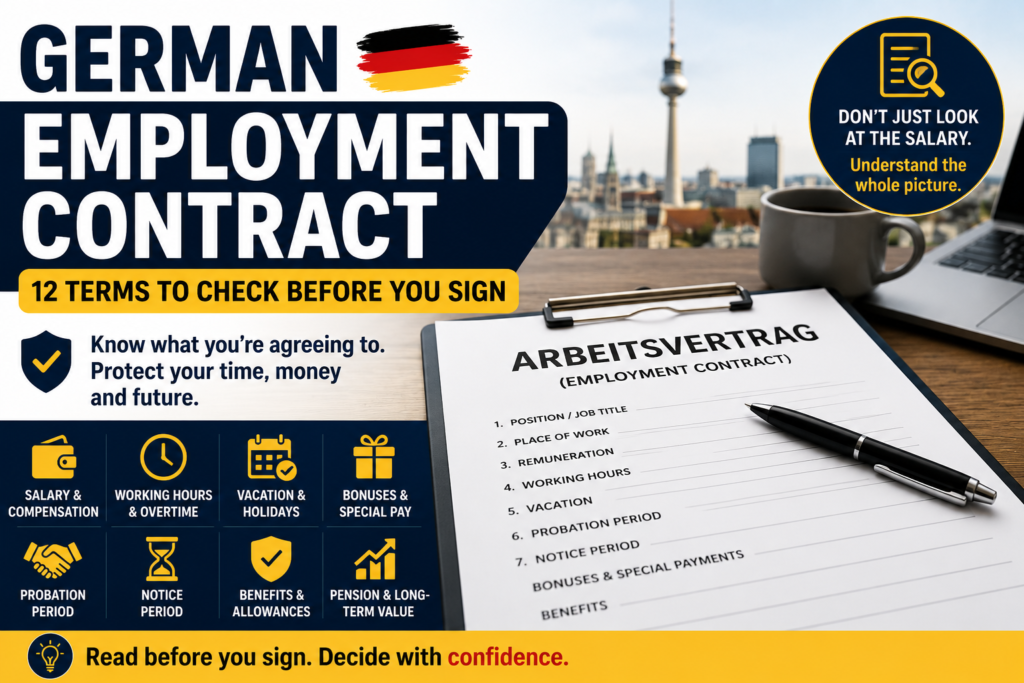 German Employment Contract Explained: 12 Financial Terms to Check Before You Sign